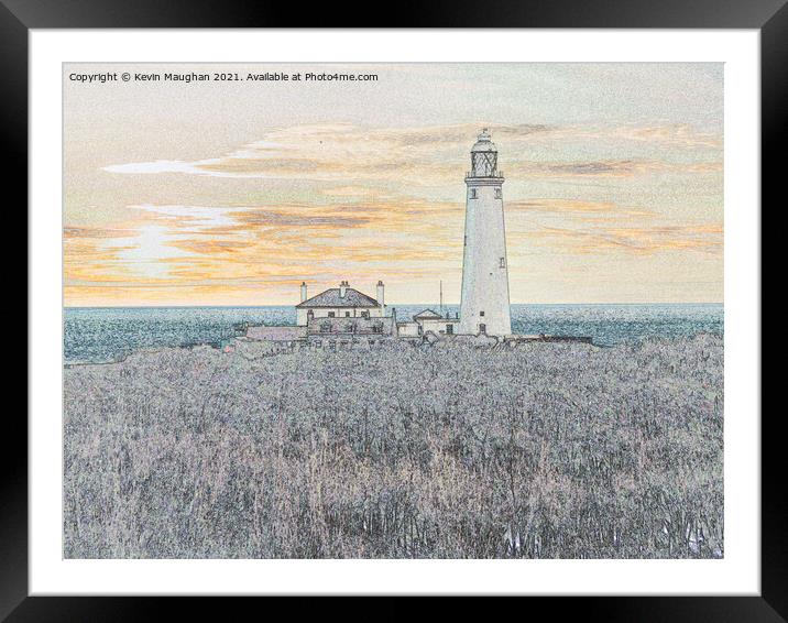 St Marys Lighthouse Digital Art 3 Framed Mounted Print by Kevin Maughan