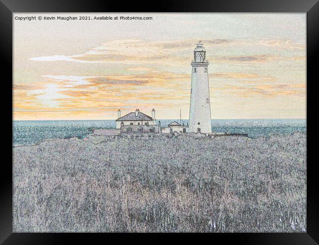 St Marys Lighthouse Digital Art 3 Framed Print by Kevin Maughan
