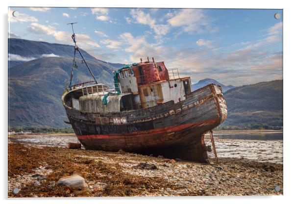 Corpach Wreck and Ben Nevis  Acrylic by Tony Keogh