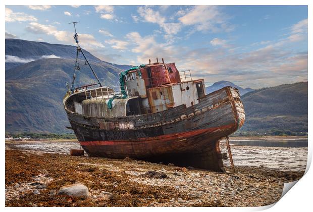 Corpach Wreck and Ben Nevis  Print by Tony Keogh