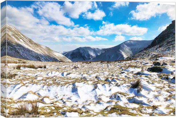 Winter in Snowdonia taken from Bwlch Canvas Print by Simon Marlow
