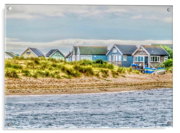 Beach huts on Mudeford Spit Acrylic by Beryl Curran