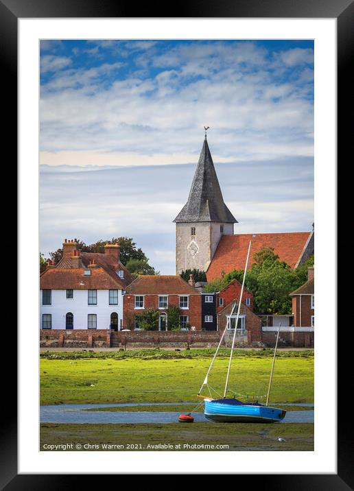 Boat moored Low tide at Bosham Harbour Chichester  Framed Mounted Print by Chris Warren