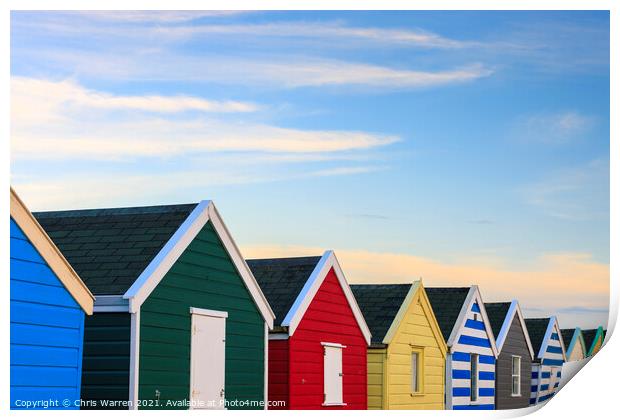 Colourful Beach huts at Southwold Suffolk Print by Chris Warren