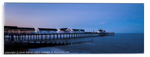Twilight at Southwold pier Southwold Suffolk Acrylic by Chris Warren