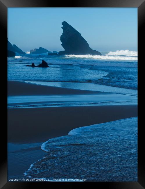 Serenity at Adraga Beach Framed Print by Dudley Wood