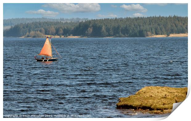 Sail Boat On Kielder Water Print by Kevin Maughan