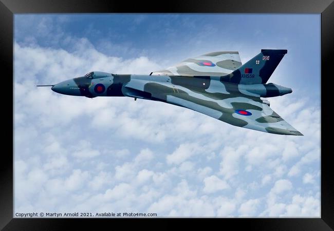 Avro Vulcan XH558 Above the Clouds Framed Print by Martyn Arnold
