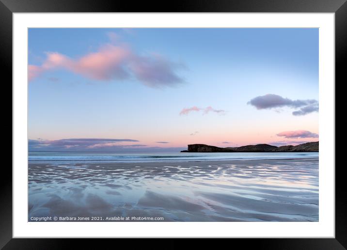 Tranquil Sunrise on Oldshoremore Beach Framed Mounted Print by Barbara Jones