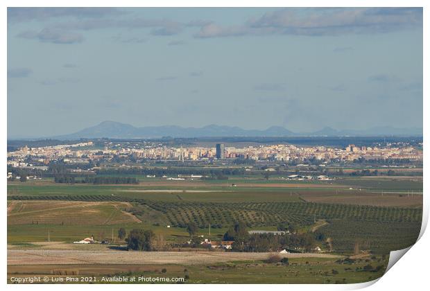 Badajoz view of the city with landscape from Elvas in Alentejo, Portugal Print by Luis Pina