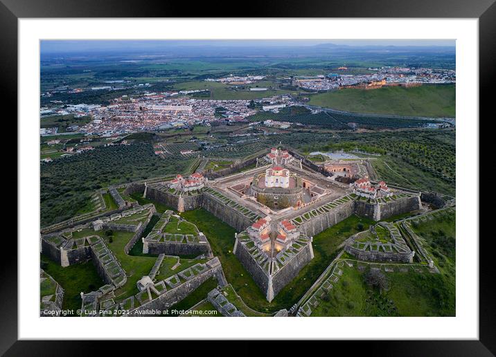 Elvas Fort drone aerial view of Forte Nossa Senhora da Graca in Portugal Framed Mounted Print by Luis Pina