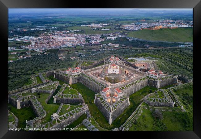 Elvas Fort drone aerial view of Forte Nossa Senhora da Graca in Portugal Framed Print by Luis Pina