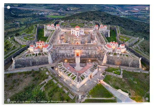 Elvas Fort drone aerial view of Forte Nossa Senhora da Graca in Portugal Acrylic by Luis Pina