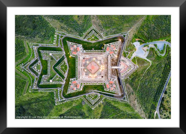 Elvas Fort drone aerial top view of Forte Nossa Senhora da Graca in Portugal Framed Mounted Print by Luis Pina