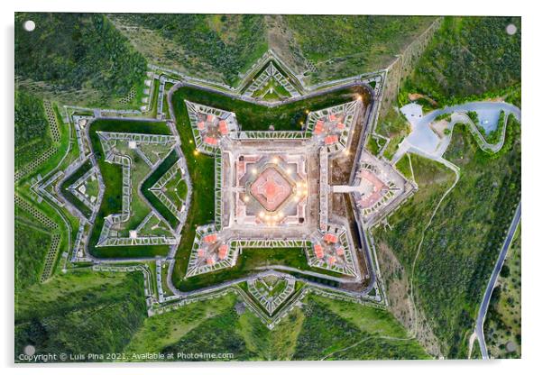 Elvas Fort drone aerial top view of Forte Nossa Senhora da Graca in Portugal Acrylic by Luis Pina