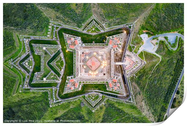 Elvas Fort drone aerial top view of Forte Nossa Senhora da Graca in Portugal Print by Luis Pina