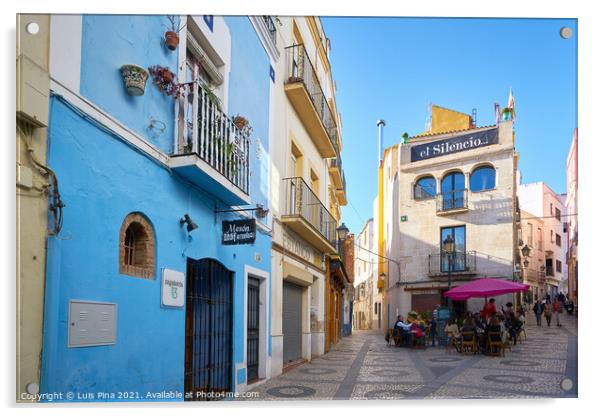 Badajoz beautiful antique street view with traditional colorful buildings in Spain Acrylic by Luis Pina