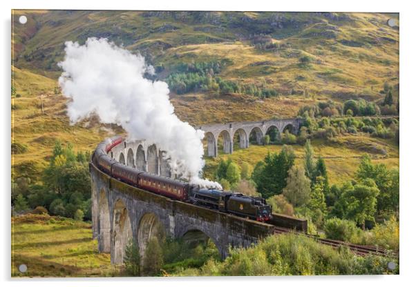 Glenfinnan Viaduct and the Hogwarts Express Acrylic by Tony Keogh