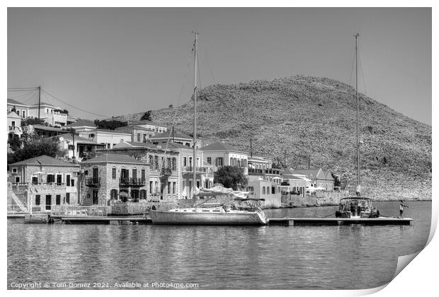 Yachts at the end of the town - B&W Print by Tom Gomez