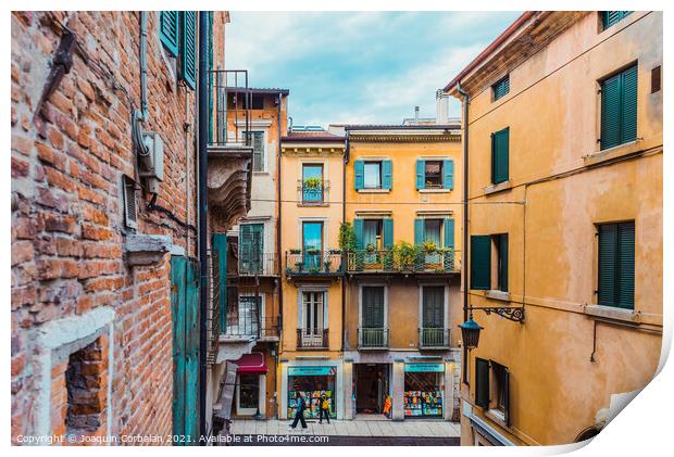 Verona, italy - october 1, 2021: alleys of Verona among which yo Print by Joaquin Corbalan