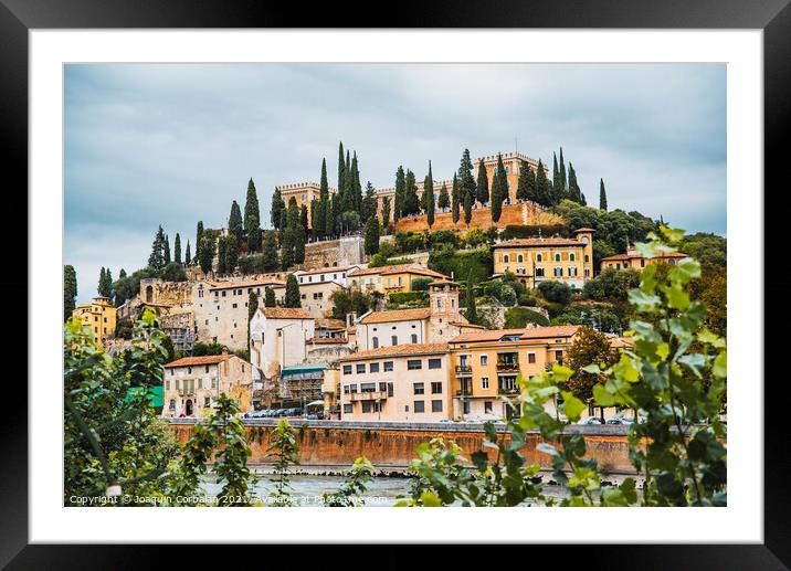 Verona, italy - october 1, 2021: Verona castle and houses around Framed Mounted Print by Joaquin Corbalan