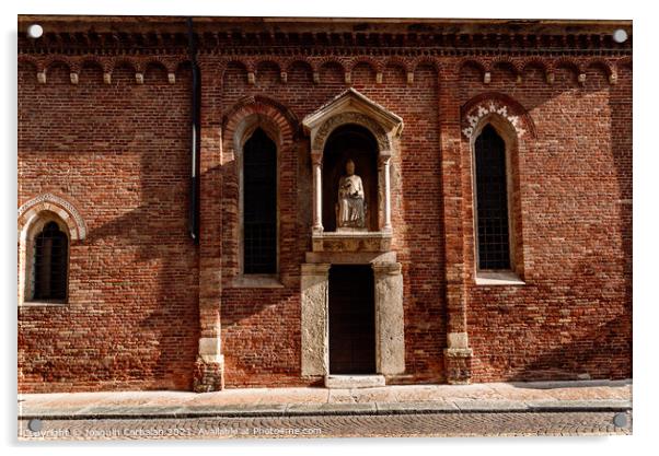 Brick facade in the afternoon sun of a religious Veronese hermit Acrylic by Joaquin Corbalan