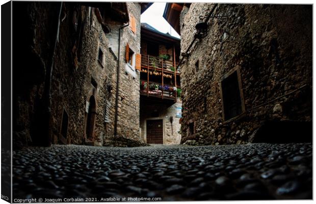 An old stone and rock village with houses still standing in the  Canvas Print by Joaquin Corbalan