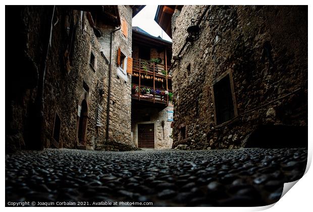 An old stone and rock village with houses still standing in the  Print by Joaquin Corbalan