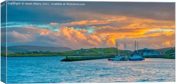 Sunset in Scalloway, Shetland Isles Canvas Print by Navin Mistry