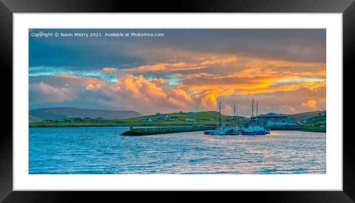 Sunset in Scalloway, Shetland Isles Framed Mounted Print by Navin Mistry