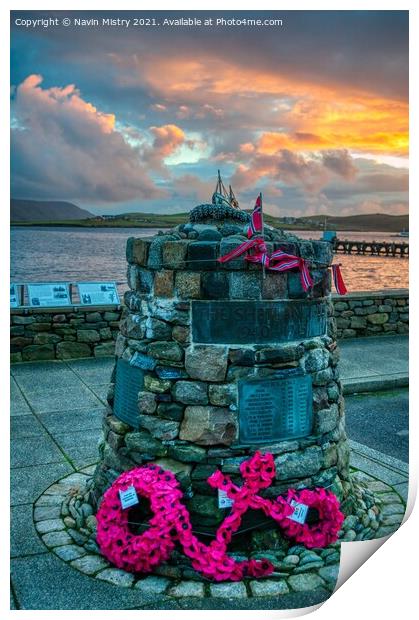 The Shetland Bus Memorial, Scalloway, Shetland Isl Print by Navin Mistry