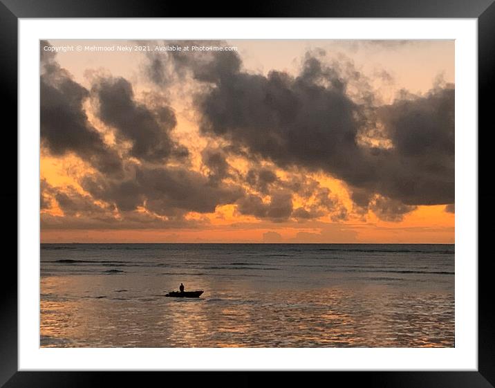 Cloudy sunrise and fisherman Framed Mounted Print by Mehmood Neky
