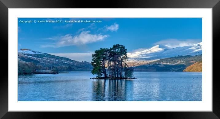 Loch Tay at Kenmore, Perthshire in Winter Framed Mounted Print by Navin Mistry