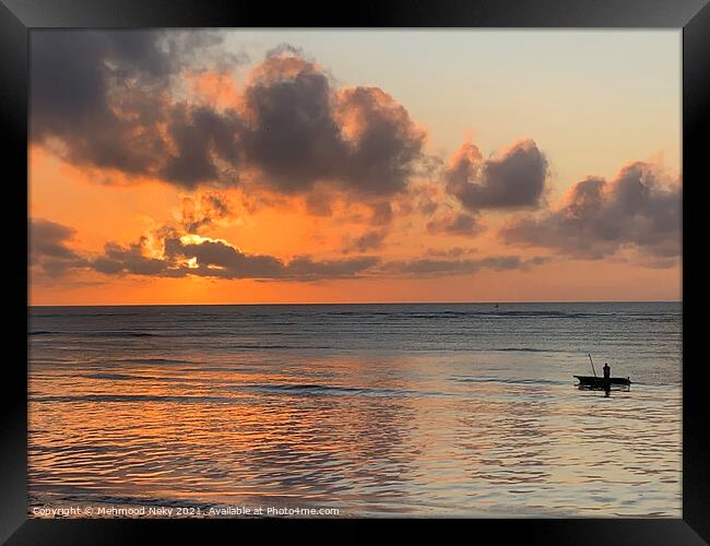 Fisherman at sunrise Framed Print by Mehmood Neky