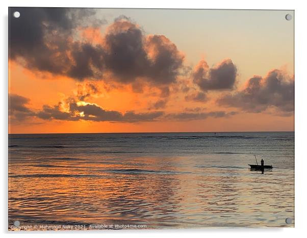 Fisherman at sunrise Acrylic by Mehmood Neky