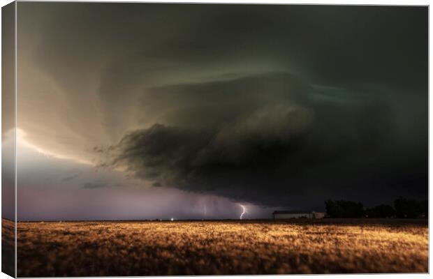 Supercell in the Headlights Canvas Print by John Finney