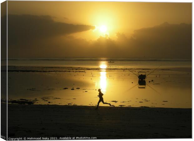 Jogger at sunrise Canvas Print by Mehmood Neky