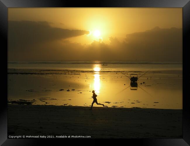 Jogger at sunrise Framed Print by Mehmood Neky