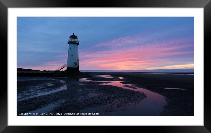 Pink sunset on Talacre beach north Wales 605  Framed Mounted Print by PHILIP CHALK