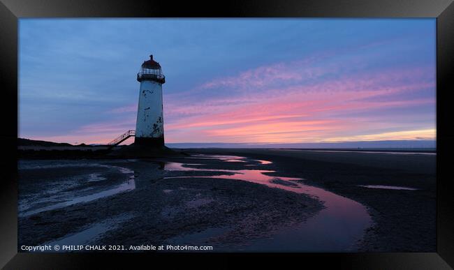 Pink sunset on Talacre beach north Wales 605  Framed Print by PHILIP CHALK