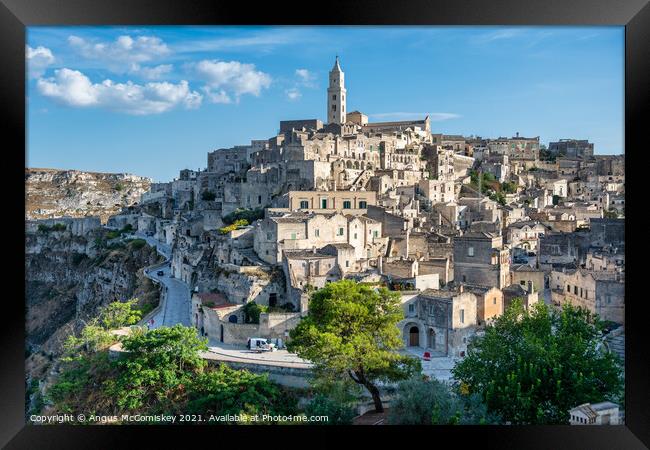 Classic view of Sassi District of Matera Framed Print by Angus McComiskey