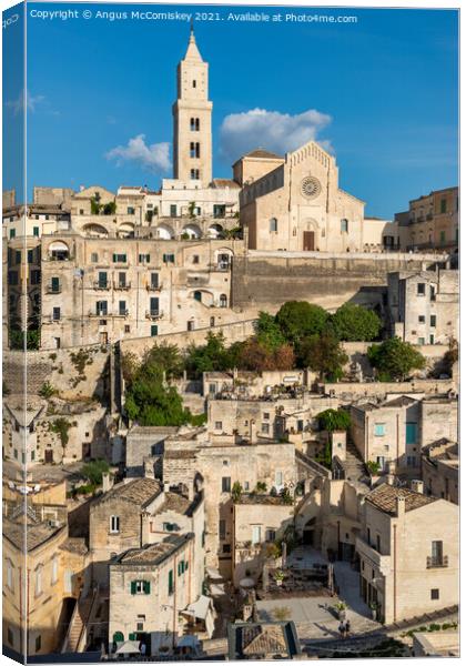 Matera Cathedral on Piazza Duomo Canvas Print by Angus McComiskey