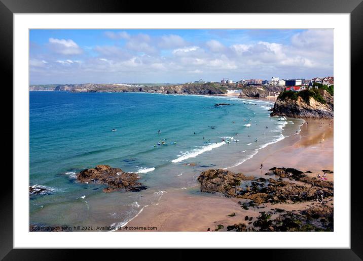 Newquay at low tide, Cornwall. Framed Mounted Print by john hill