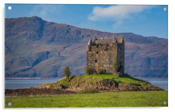 Castle Stalker on Loch Linnhe Acrylic by Tony Keogh