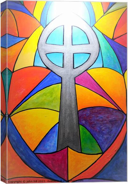 Abstract Heavenly stained glass window. (portrait  Canvas Print by john hill