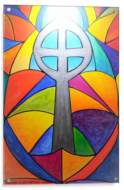Abstract Heavenly stained glass window. (portrait  Acrylic by john hill