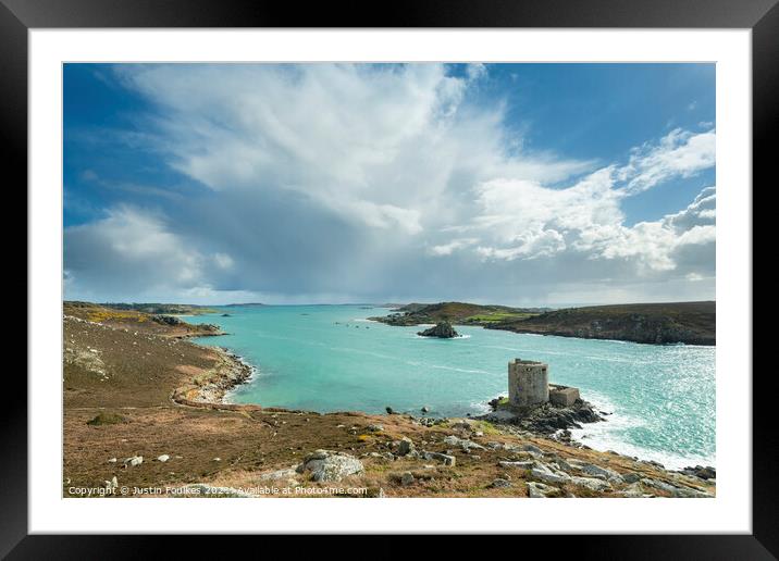 Cromwell's Castle, Tresco, Isles of Scilly Framed Mounted Print by Justin Foulkes