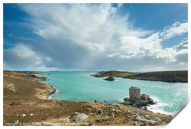 Cromwell's Castle, Tresco, Isles of Scilly Print by Justin Foulkes