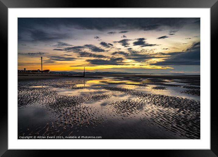 Rhyl Beach Sunset Wales Framed Mounted Print by Adrian Evans