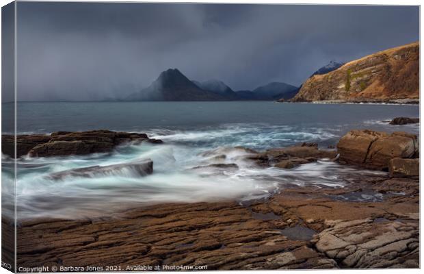 The Tempestuous Beauty of Elgol Canvas Print by Barbara Jones